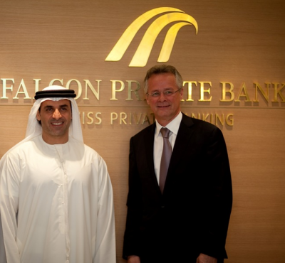 Official photo - Leemann and Al Qubaisi. Falcon Bank in Zurich set up the entire transfer operation that went through Singapore. Leemann, who is ex-Goldman Sachs, could only have been heavily involved.