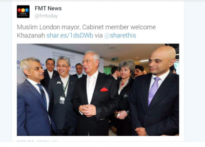 British Minister turns up after all, along with new Mayor..  advertised in Malaysia as a flexing of Muslim muscles in the UK!