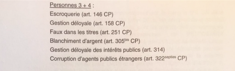 list of charges
