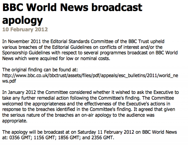 BBC Apology