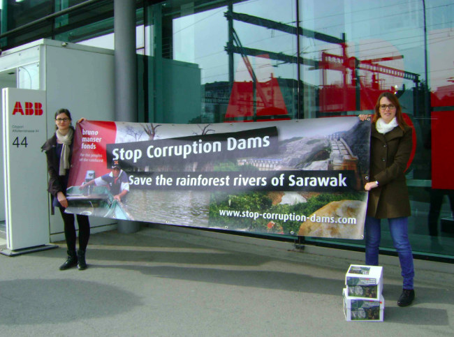 The Bruno Manser Fund at the ABB headquarters before handing over the petition