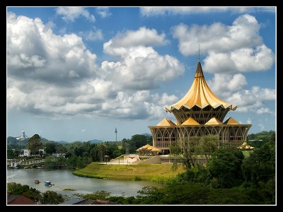 Usually empty - the new golden parliament building was of course built by Taib's company CMS