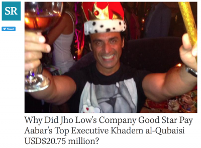 Sarawak Report first identified the inappropriate relationship between Aabar's Khadem Al Qubaisi and Jho Low in March last year